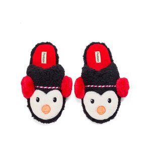 Dearfoams Cozy & Comfortable Penguin Slippers With Ear Muffs W11-12, M9-10 NWT